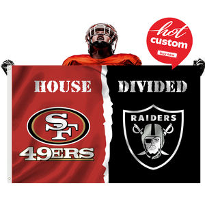 <span class=keywords><strong>Livraison</strong></span> <span class=keywords><strong>rapide</strong></span> Drapeau personnalisé NFL 3x5 pieds House Divided 49ers Raiders Cowboys - Product Image 1