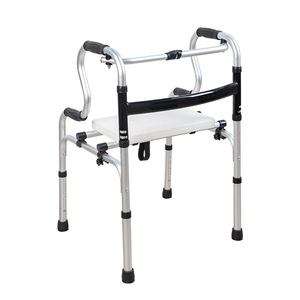 <b>Folding</b> Walking Aid With Seat Lightweight Aluminum Alloy <b>Walker</b> For Elderly And Rehabilitation Support - Product Image 2