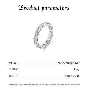 S925 Silver Elegant Full Circle Simulated Diamond Eternity Band Sterling Silver <b>Finger</b> <b>Ring</b> Korean Style Jewelry - Product Image 2