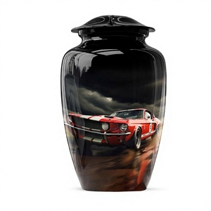 Urna Funeraria de Aluminio Sólido al por Mayor, Diseño de Coche Deportivo Rojo y Bosque Otoñal, Caja Decorativa para Cenizas - Product Image 4