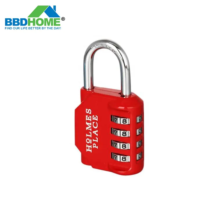 BBDHOME กุญแจสายยูแนวนอน4หลัก,กุญแจใส่รหัสเพื่อความปลอดภัยในกีฬายิมโรงเรียน
