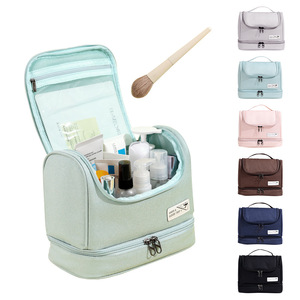 Beilian Toiletry Bag Large Capacity Dry Wet Separation Travel Makeup Organizer Rectangle Brown - Product Image 5