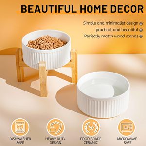 Bols en céramique pour chien de <span class=keywords><strong>6</strong></span> pouces, bol pour nourriture et eau pour chien, bol d'alimentation blanc pour chiens - Product Image 4