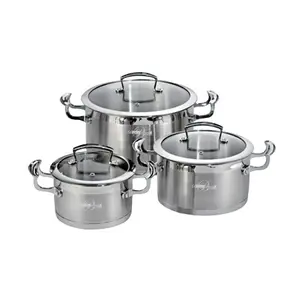 Nice Modern 12 pcs Stainless Steel Cookware Set Kitchen Cooking Pots and Pans Stainless Cookware Surgical Steamer