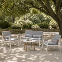 Ensemble de canapés d'extérieur 4 pièces avec structure en fer et coussins matelassés pour patio, balcon, cour