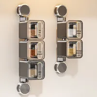 Modern Design Wall Mounted Rotating Spice Cartridge Suction Cup Household sealed Chili Salt Seasoning Jar