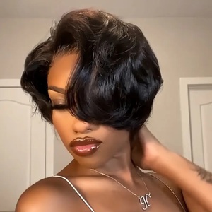 วิกผมสีดำ P4/27 Pixie แบบสวยสง่าสำหรับผู้หญิงวิกผม<span class=keywords><strong>สั้น</strong></span>ด้านหน้าแบบด้านข้าง13X1แบบโปร่งใส - Product Image 2