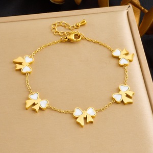 Gold Plated Stainless Steel Bow Pendant Necklace Earrings <b>Bracelet</b> <b>Set</b> Women's Everyday Wear Jewelry Three Piece <b>Set</b> - Product Image 3
