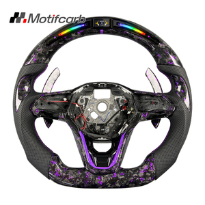 Volante de Fibra de Carbono Forjado Personalizado en Morado con LED Inteligente de RPM para Volkswagen Golf MK8 R GTI Touareg Jetta Tiguan 2020-2025 - Product Image 1