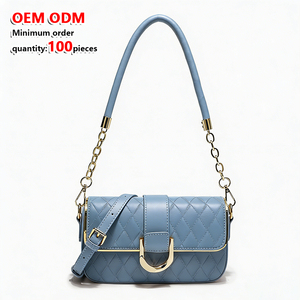 Sac à bandoulière en cuir PU pour femme, design tendance, sacs sous le bras à chaîne pour dames, sacs à main carrés simples pour femme, sac bandoulière - Product Image 1