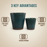 Ensemble de 2 pots en céramique modernes classiques grand format, émaillés, pour plantes d'intérieur/extérieur et de jardin, avec trous de drainage, vente en gros