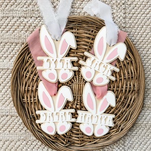 Etichetta in Legno Personalizzata con Nome per Coniglietto <span class=keywords><strong>Pasquale</strong></span>, Cesto di Pasqua, Regalo per Bambini - Product Image 4