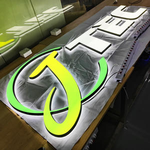 公司定制白色绿色发光二极管广告标牌亚克力不锈钢正面和背光字母通道标牌 - Product Image 3