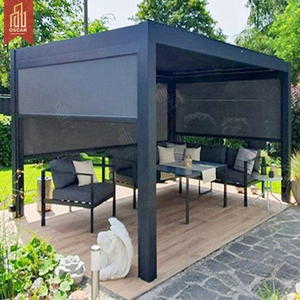 Pérgola con Panel <span class=keywords><strong>Solar</strong></span> para Patio Trasero, Pérgola <span class=keywords><strong>Fotovoltaica</strong></span> con Techo de Celosía de Apertura Eléctrica <span class=keywords><strong>Solar</strong></span>, Pérgola de Aluminio - Product Image 4