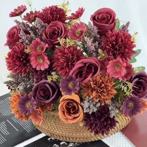 Flores Artificiales de Hortensia de Otoño en Oferta, Ramos de Boda al por Mayor, Ramos de Novia de Peonía, Pequeños Ramos - Product Image 4