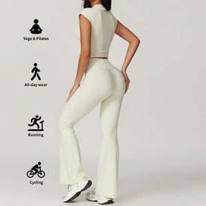 Vêtements de sport recyclés personnalisés pour femmes: ensemble de yoga de 4 pièces avec soutien-gorge de soutien et leggings sculptant - Product Image 4