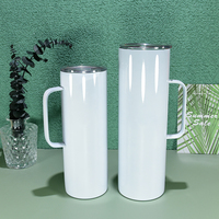 20oz 30oz gobelet droit en acier inoxydable ébauches de sublimation tasse à café à double paroi gobelet droit maigre avec poignée