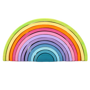 Montessori Éducatif Grande Taille 12 pièces Pont Arc-En-Ciel Jouet Enfants Intelligents En Bois Blocs De Construction Colorés - Product Image 3