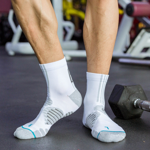 Chaussettes de sport professionnelles pour hommes, entraînement en salle de sport, avec soutien de la voûte plantaire et coussin respirant pour la musculation et le CrossFit - Product Image 1