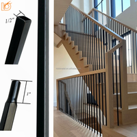 Vente en gros de balustres en fer forgé noirs, carrés, simples, de 1/2 pouce, pour escaliers intérieurs et balcons