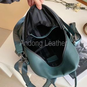 Mochilas para mujer, mochila clásica de cuero de vaca auténtico a la moda, bolso de hombro femenino de doble uso para viaje - Product Image 5