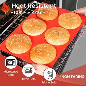 MUYULINS Factory Red 6-Cup LFGB Platinum Grade Non-Stick BPA Free <b>Large</b> Silicone Brownie <b>Pan</b> American Muffin Cake Baking Mold - Product Image 4
