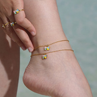 Juego de Joyería Infantil de Acero Inoxidable con Cuentas de Concha Esmaltadas, Collar con Lazo, Pulsera, Anillo y Aretes