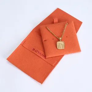 Eko özel Logo kapağı mikrofiber mücevher eklemek küpe kolye kutusu ekran kartları hediye çantası takı kılıfı