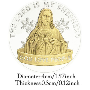 Moneta Commemorativa 'Dio Ama le Persone' con 'Il <span class=keywords><strong>Signore</strong></span> è il <span class=keywords><strong>Mio</strong></span> Pecoraio', Regalo in 5 Colori, Scegli la Moneta della Sfida con Croce - Product Image 3