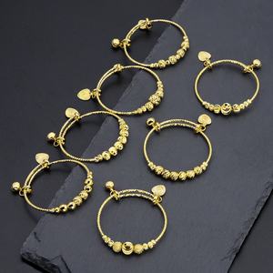 JXX Hot Selling Brass Jewelry 24k <b>Gold</b> Plated <b>Baby</b> Adjustable <b>Gold</b> Wire Bangle <b>Bracelet</b> Charms for Kids - Product Image 1