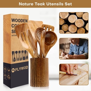 Conjunto de Utensílios de Cozinha Profissionais em Madeira Acácia e Teca para Uso Doméstico - Product Image 3