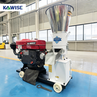 Nouvelle machine à granulés d'aliments pour animaux Kawise à refroidissement par eau, démarrage électrique, capacité de 250-400 kg/h, taille de granulés de 2,5-8 mm, acier au carbone, 1 alimentation