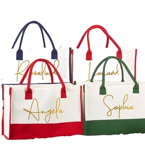 Sac fourre-tout en toile personnalisé imperméable, monogramme, cadeau pour femme, pour la plage, les courses en plein air, les voyages - Product Image 1