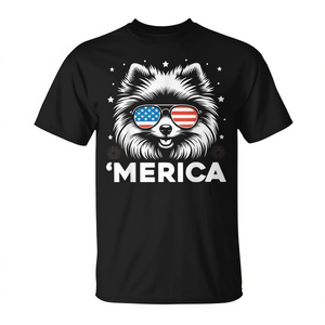 Camiseta con diseño de perro pomerania, bandera patriótica de EE. UU., 4 de julio, manga corta, cuello redondo, unisex, para adultos - Product Image 2