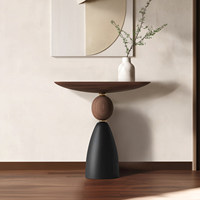 Console d'entrée semi-circulaire minimaliste de style italien en bois massif haut de gamme, meuble de salon, rangement artistique pour salle à manger