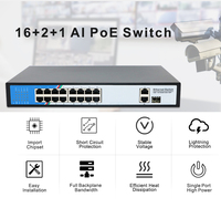 Switch PoE 19 ports 100 Mbps, capacité 7,2 Gbit/s, 2 ports Uplink Gigabit, 1 emplacement SFP, 48 V non géré pour caméras IP de sécurité CCTV, NVR, garantie 1 an