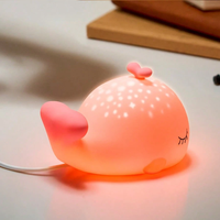 Veilleuse en silicone en forme de baleine, contrôle tactile doux, rechargeable par USB, lampe de chevet à bruit blanc pour chambre de bébé