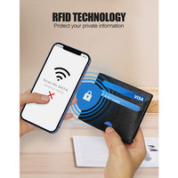 Dompet Kulit Asli Merek Terbaik Pria RFID Blocking Dompet Saku Depan Tipis Minimalis Penjepit Uang Dompet Tipis Pria
