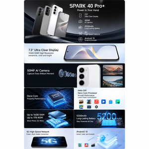 สมาร์ทโฟน 5G รุ่น Spark40 Pro+ กล้องถ่ายภาพกลางแจ้ง ราคาประหยัด มือถือใหม่แกะกล่อง ขายส่งโดยตรงจากโรงงาน - Product Image 5