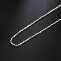 Collier en chaîne torsadée de 2 mm plaqué argent sterling 925 pour femmes, 16/18/20/22/24 pouces, bijoux de mode, cadeaux de charme