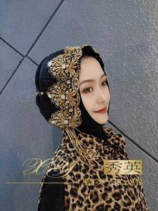YASEEN Elegant Ethnic Muslim Lace Glitter Flower Headscarf Headwrap Ladies Fashion Women's <b>Hat</b> - Product Image 6