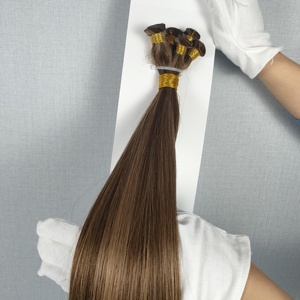 Extensiones de Cabello Humano 100% Naturales de Fábrica China, de 10 a 30 Pulgadas, Color Marrón Natural, Tejidas a Mano, para Mujeres - Product Image 1