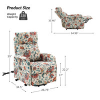 Fauteuil électrique de salon de style transitionnel DOSER DS3623, positions infinies, rembourrage, cadre en bois