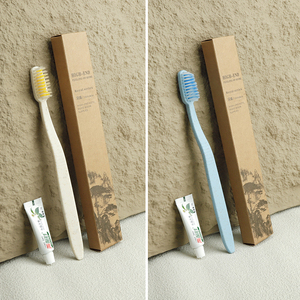 Boîte en papier kraft écologique avec logo personnalisé, ensemble de produits de toilette pour hôtel, brosse à dents en paille - Product Image 4