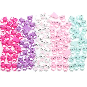 Mini accesorios de resina 3D de gatito Kawaii, accesorios de cabujón con reverso plano, manualidades de dibujos animados, accesorios para uñas, dijes, 1000 Uds.