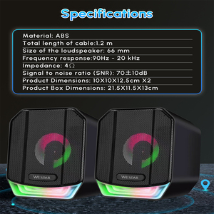 Altavoces de Escritorio WESDAR de 5W con Alimentación USB, Luces RGB, <span class=keywords><strong>Sonido</strong></span> HIFI para Gamers, PC, 2.5 Pulgadas, Rango Completo, 2.0 Canales, IPX4 Impermeables - Product Image 4