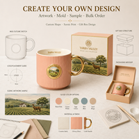 Exquisita Taza de Café de Porcelana Fina con Diseño de Insignia de Granja del Valle de Yarra, con Rosas y Aros Ranurados