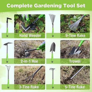 Ensemble d'outils de jardinage manuels professionnels en acier au carbone SK5 avec poignées ergonomiques pour la plantation - Product Image 2