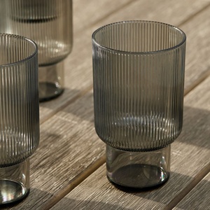 <span class=keywords><strong>Verre</strong></span> côtelé à rayures verticales, style empilable, bande de Texture repérée, gris et clair - Product Image 1