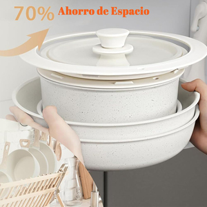 High Quality Bakelite Detachable Handle <b>Ceramic</b> Non-Stick Cookware Set Glass Lids Dishwasher Safe for Gas Induction - Product Image 6
